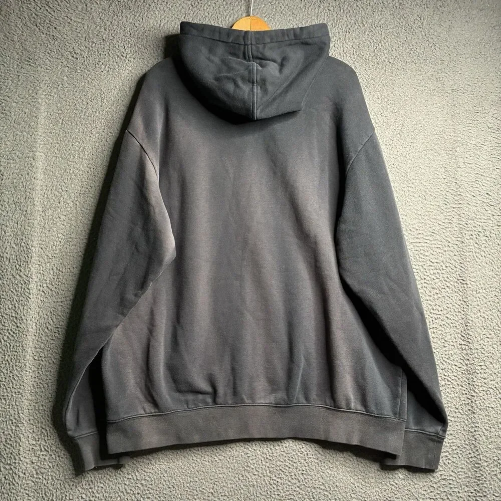 Vintage Nike Faded Black Full Zip Hoodie Silver Tag Y2K Swoosh Men’s 2XL